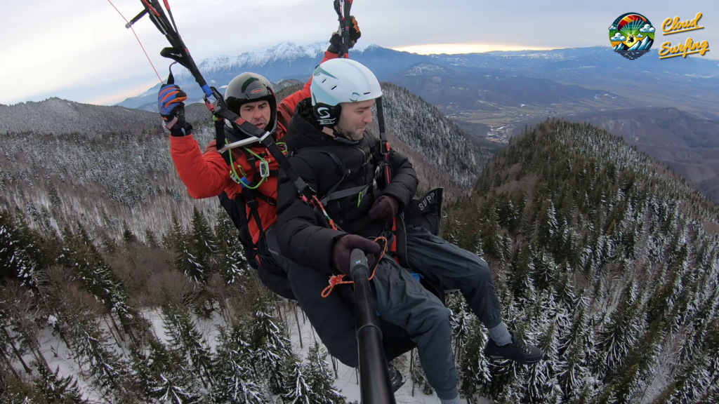 Zbor cu parapanta in tandem din Postavaru Poiana Brasov - pasager Costel